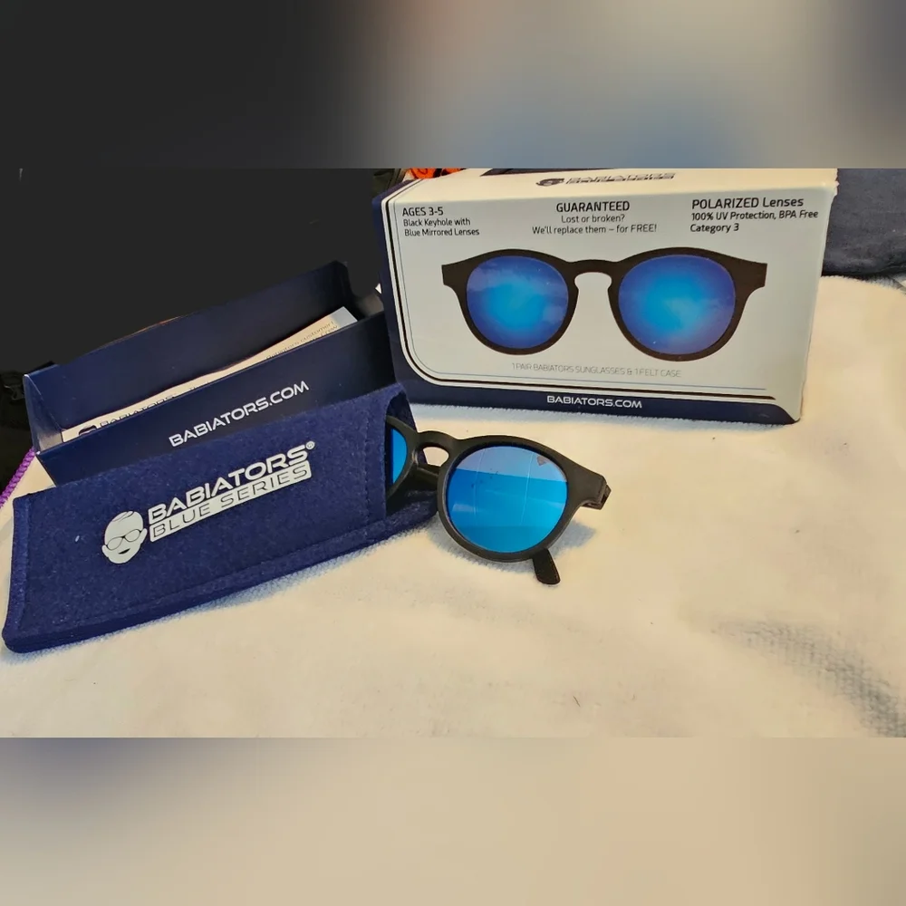 Babiators POLARIZED 100% UV PROTECTION Sunglasses BPA FREE Blue Mirrored Age 3-5